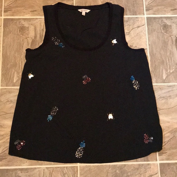 Juicy Couture Tops - St. John Collection Black Embellished Pineapple Tank Top